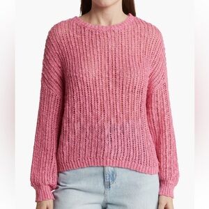 BLU PEPPER EXTENDED SHOULDER OPEN KNIT SWEATER TOP SIZE M NWT